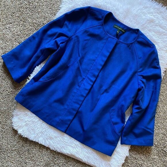 Harve Benard Blue Zip Front Blazer Dressy Jacket Size Large - Picture 1 of 9